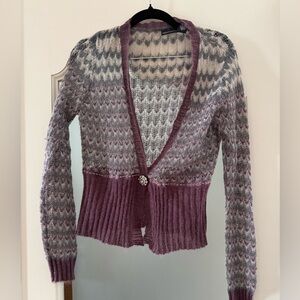 Moda International Purple and Gray Cardigan
